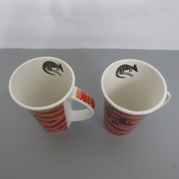 2Set Waligura Gurruhman Kangaroo Coffee Mug Aboriginal Artist Robert Appo Signed - Picture 2 of 7